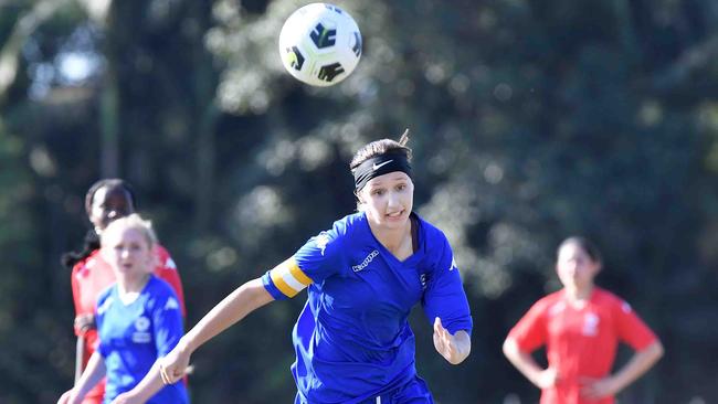 Football Queensland Community Cup carnival, Maroochydore. U15-17 girls, Metro South V Central Coast. Picture: Patrick Woods.