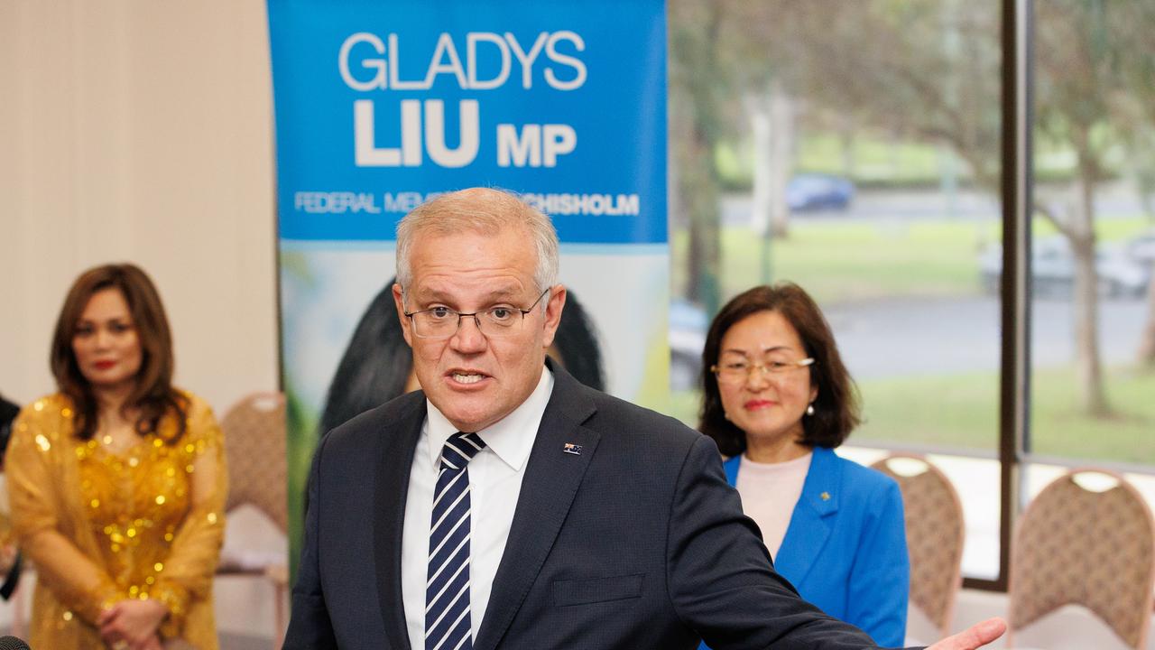 Morrison attends a community lunch with the Assistant Minister for Customs, Community Safety and Multicultural Affairs Ms Gladys Liu MP, Federal Member for Chisholm Picture: Jason Edwards