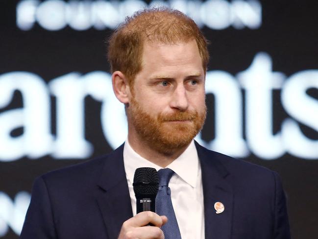 Britain's Prince Harry, Duke of Sussex, speaks at the Clinton Global Initiative annual meeting in New York City on September 24, 2024. (Photo by Leonardo Munoz / AFP)