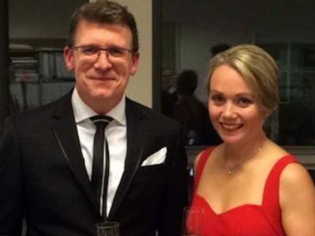 Federal member of Parliament Alan Tudge arrives at the 2017 Mid-Winter Ball in the company of Liberal staffer Rachelle Miller who he was having an affair with. Picture: ABC/Four Corners