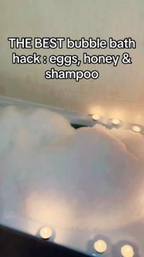 Bubble bath hack using eggs and honey