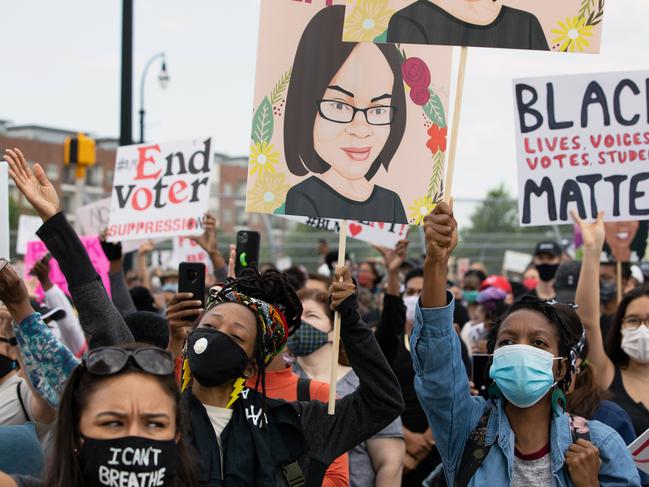 Black Lives Matter protests continued across the US, including in Atlanta in response to the police killing of Rayshard Brooks outside a fast food restaurant. Picture: Getty Images/AFP