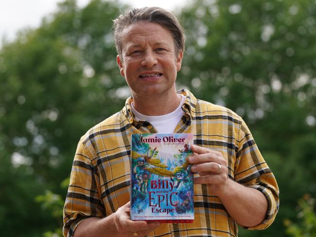 Jamie Oliver during a visit to Great Bradfords Junior School, in Braintree, Essex, as he launches his new book, Billy and the Epic Escape. Picture date: Thursday May 23, 2024. (Photo by Joe Giddens/PA Images via Getty Images)