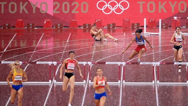 Petersen appeared to be okay despite the fall. Picture: Matthias Hangst/Getty Images