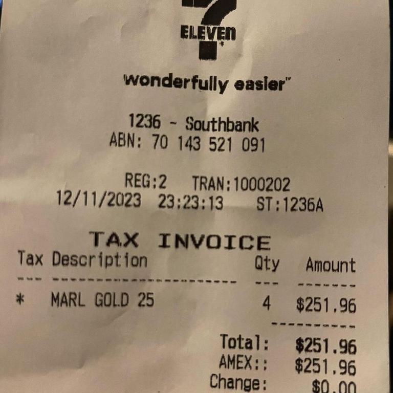 Tommy Lee was shocked at the cost of cigarettes he bought from a 7-Eleven store in Melbourne.