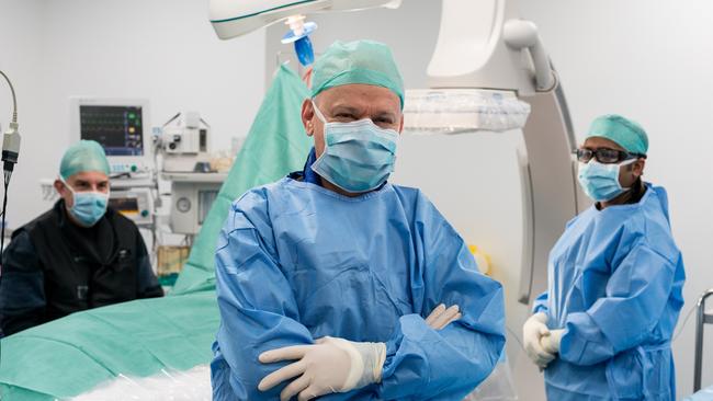 Friendlies Society Private Hospital Cardiologist Doctor Andre Conradie (centre) is thrilled to be able to continue and improve interventional treatment for people who suffer heart attacks, saving them from having to travel to Brisbane. Photo: Paul Beutel