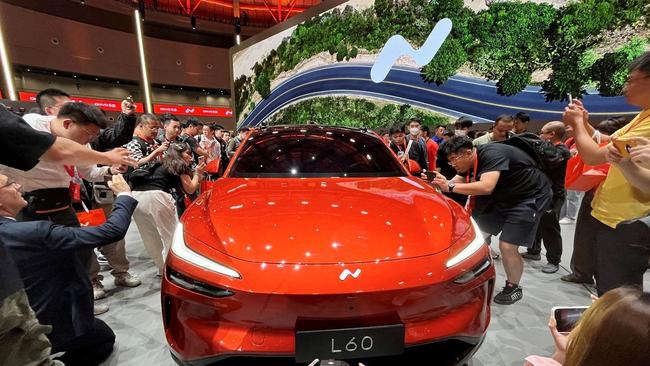 Chinese electric-vehicle maker NIO unveils the Onvo L60 SUV, the first in a new lower-priced brand, in Shanghai. Picture: Zoey Zhang/Reuters/WSJ