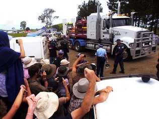 A file photo of a truck entering the Doubtful Creek CSG site carrying mining equipment. . Picture: Patrick Gorbunovs