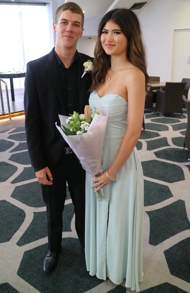 Angus Moore and Shaylah Wyborn at the Australian Industry Trade College 2024 formal at the Maroochy RSL.