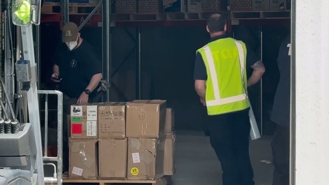 Police discover about 200,000 illegal vapes worth $8m at a Box Hill South warehouse when they responded to a burglary. Picture: Victoria Police