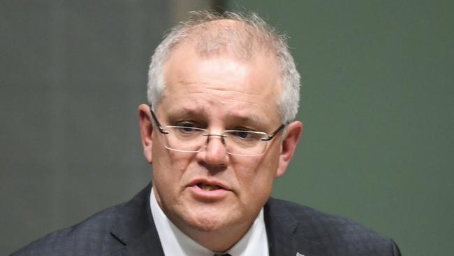 Scott Morrison in question time on Monday. Picture: AAP