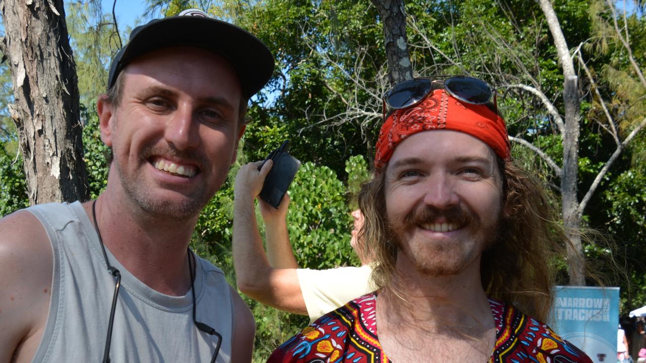 Alby Bunting and Jonathan Peters at the vibrant Festival of the Knob at Yorkeys Knob on Saturday. Picture: Bronwyn Farr