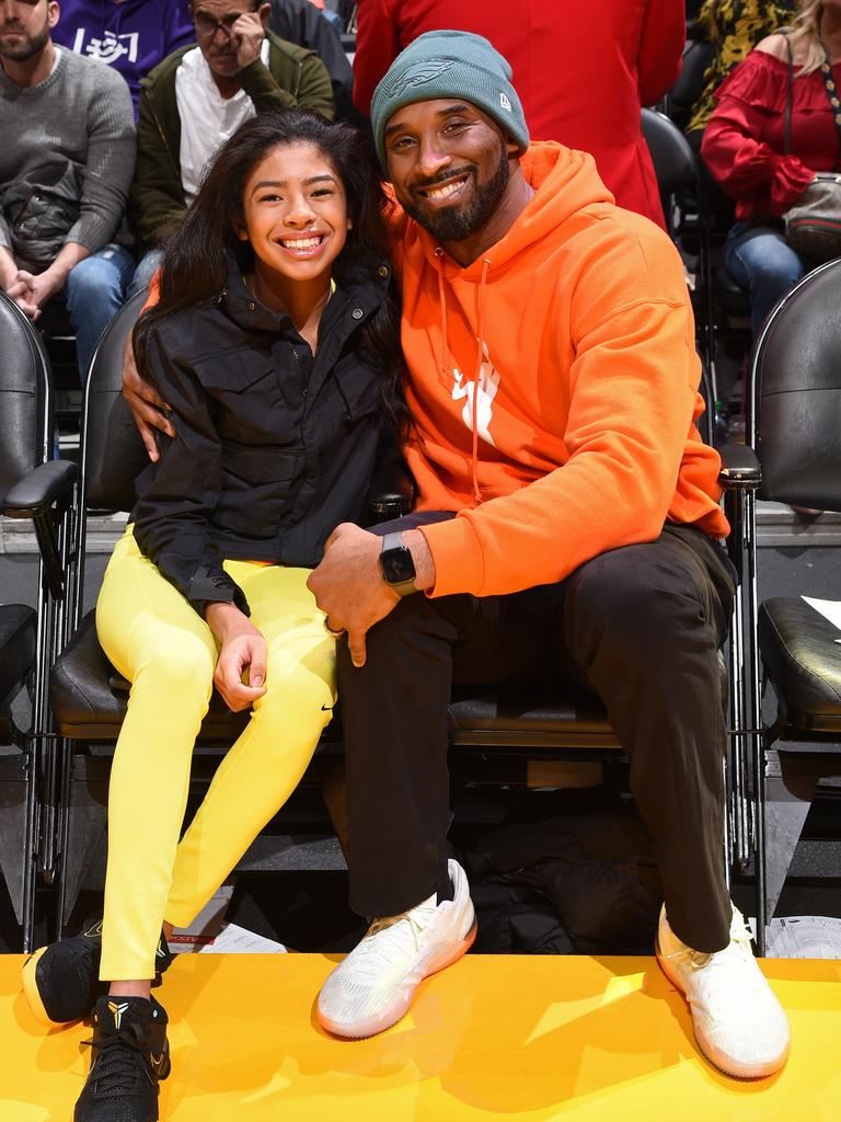 Gianna and Kobe at a Lakers game last December. (Photo by Andrew D. Bernstein/NBAE via Getty Images)