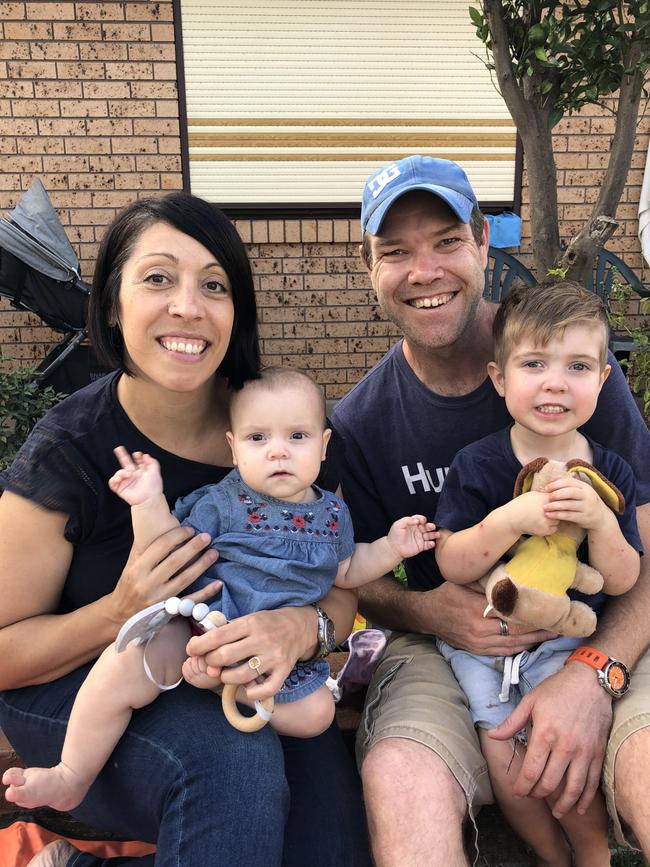 Kellyville Ridge couple Paula Capasso and Ashley O'Mara with their son Saxon and daughter Ivy.