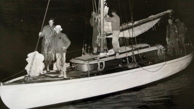 Rani arrived in Hobart after winning the first Sydney Hobart Yacht race in 1945.