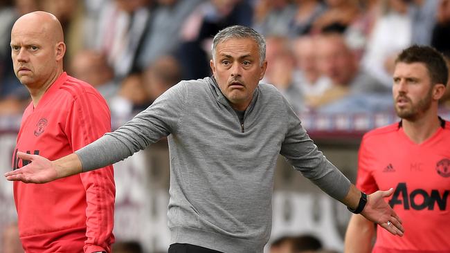 BURNLEY, ENGLAND - SEPTEMBER 02:  Jose Mourinho, Manager of Manchester United reacts  during the Premier League match between Burnley FC and Manchester United at Turf Moor on September 2, 2018 in Burnley, United Kingdom.  (Photo by Shaun Botterill/Getty Images) ***BESTPIX***