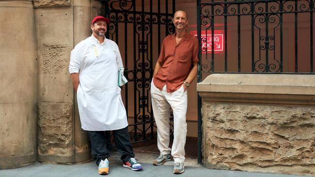 Totti’s head chef Mike Eggert at the Good Luck Restaurant Lounge in Sydney with Justin Hemmes. Picture: Mattia Panunzio