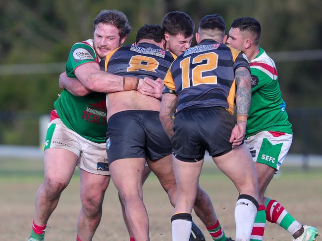 George Burgess tackles Andre Wright. Picture: Adam Wrightson Photography