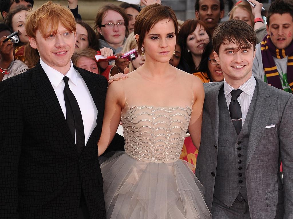 Watson shot to fame as a child in the debut Harry Potter film in 2000, alongside Rupert Grint and Daniel Radcliffe. Picture: Ian Gavan/Getty Images