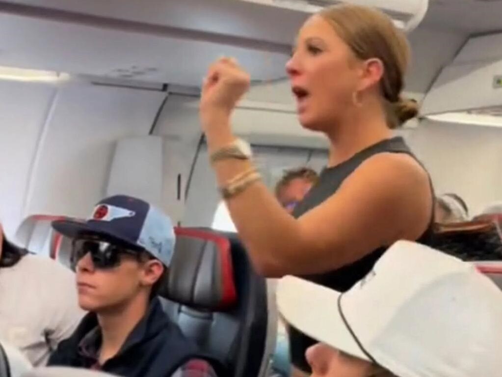 The argument started when Ms Gomas fell out with relatives she was travelling with, accusing them of stealing her AirPods, cops said. Picture: @knuckelslawncare/TikTok