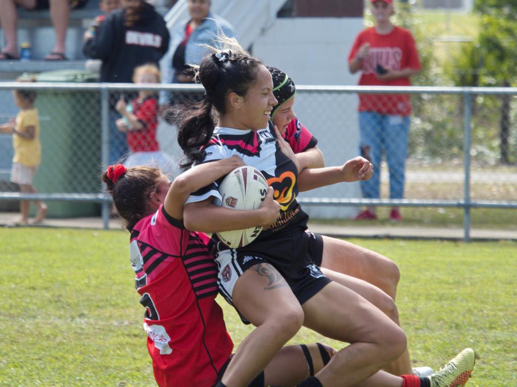 August 28th, 2021 Picture: Marty Strecker Adele Ginns dragged down by Norths ladies.