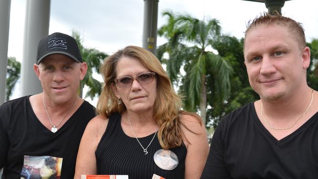 In memory of Shandee: Paul Beardmore, Vicki Blackburn and Arron Macklin, before attending a concert. Photo Lee Constable / Daily Mercury