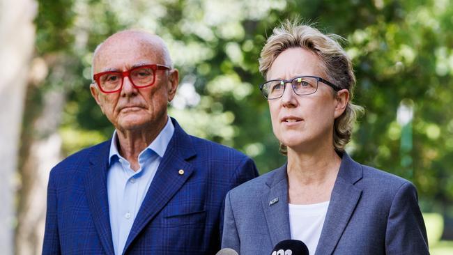 ACTU secretary Sally McManus during a press conference with Professor Alan Fels. Picture: Aaron Francis/NCA NewsWire