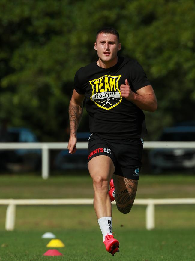 Xerri sprint training at Centennial Park prior to the start of the 2020 season. Picture: Justin Lloyd