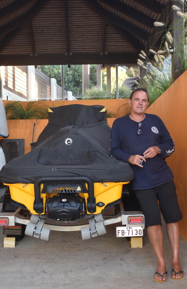 Jay Heather said he cannot get anything out of his boat shed other than a jetski with the neighbouring jetty as it is. Photo: Elizabeth Neil.