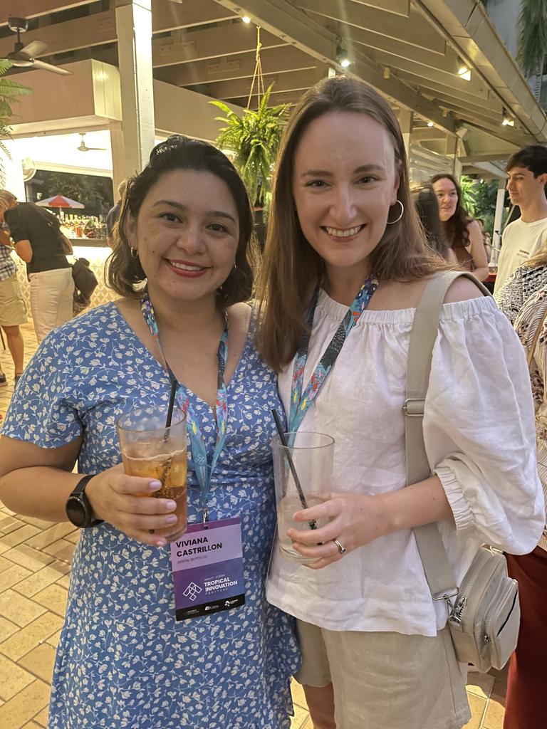 Viviana Castrillon and Gemma Clancy attend the Tropical Innovation Festival in Cairns. Photo: Catherine Duffy.