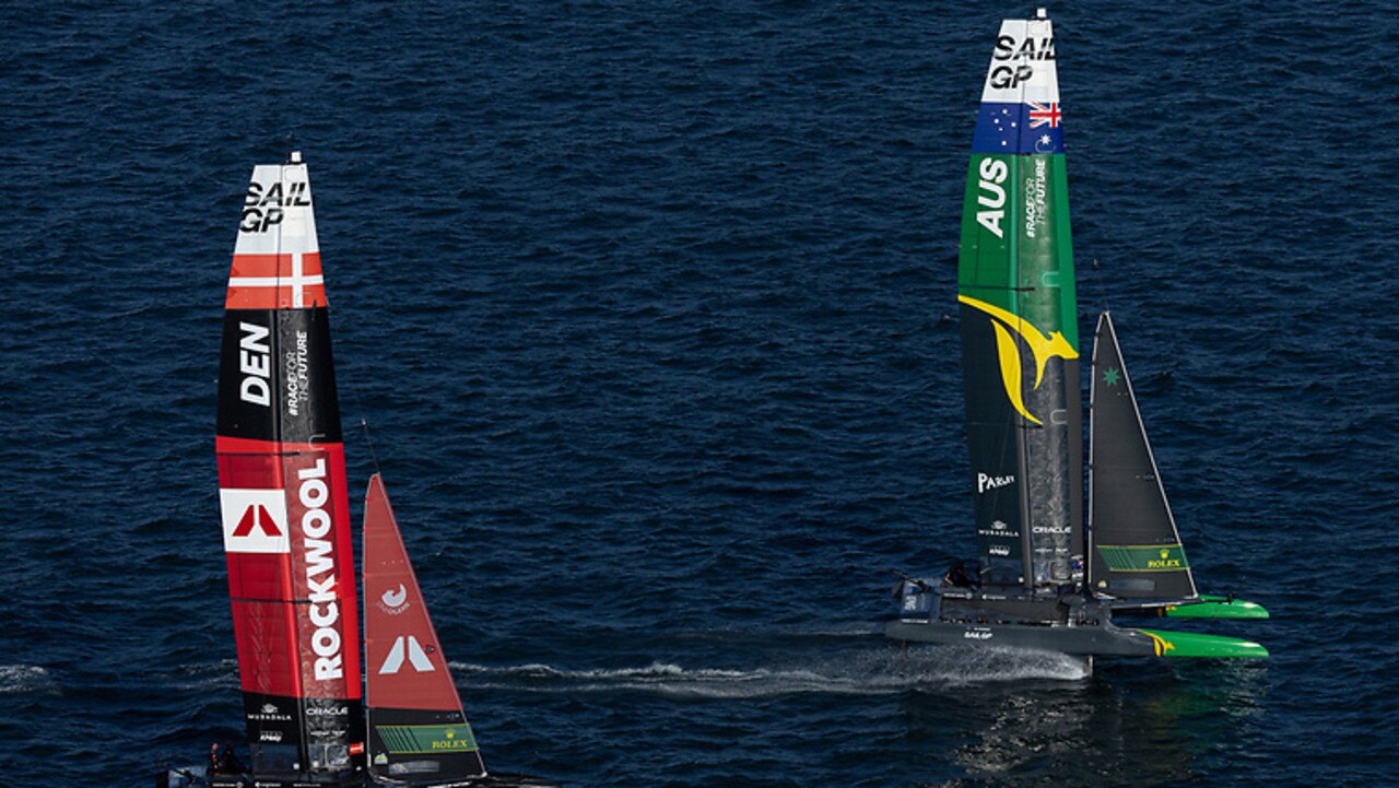 Australia just held off Denmark for the win. Photo: SailGP/Bob Martin.