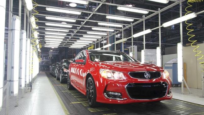 Holden Commodores on the production line at Elizabeth in 2017, its final year of production in SA. Photo: Joshua Dowling