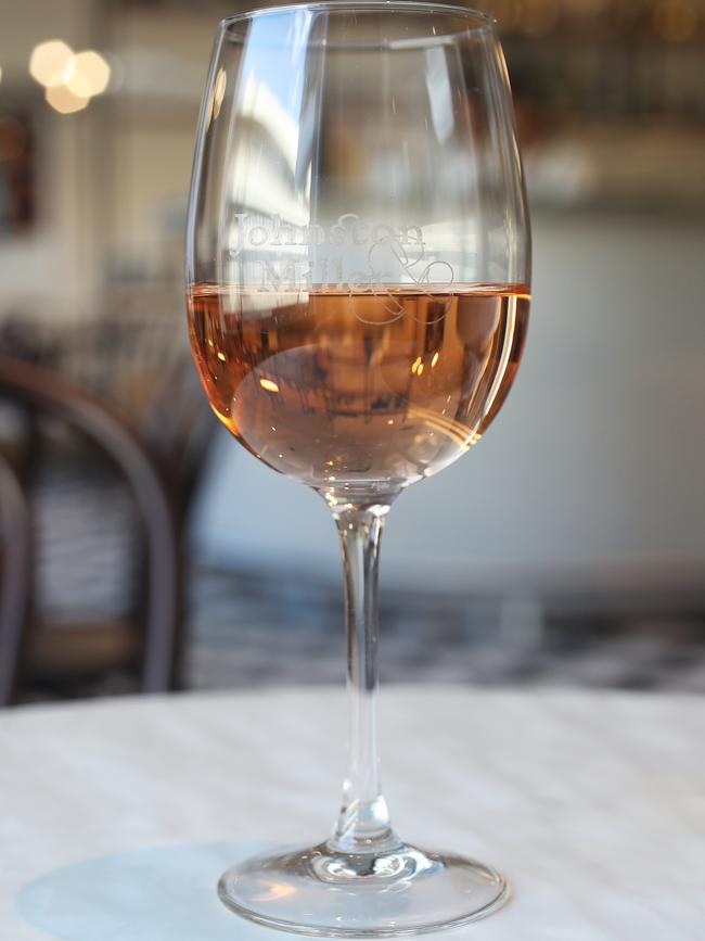 A glass of Derwent Estate pinot gris is one of many Tasmanian tipples available. Picture: NIKKI DAVIS-JONES