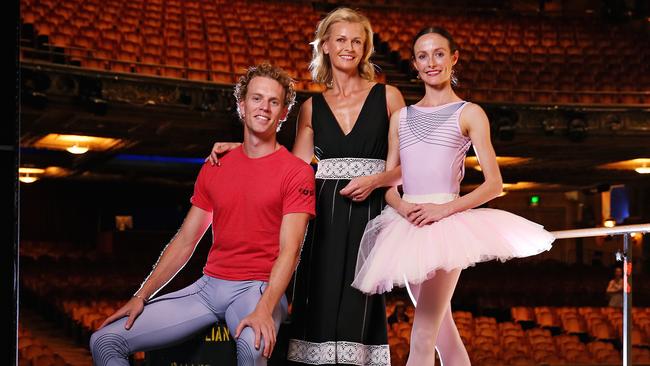 Sarah Murdoch with Adam Bull and Amber Scott. Picture: Sam Ruttyn