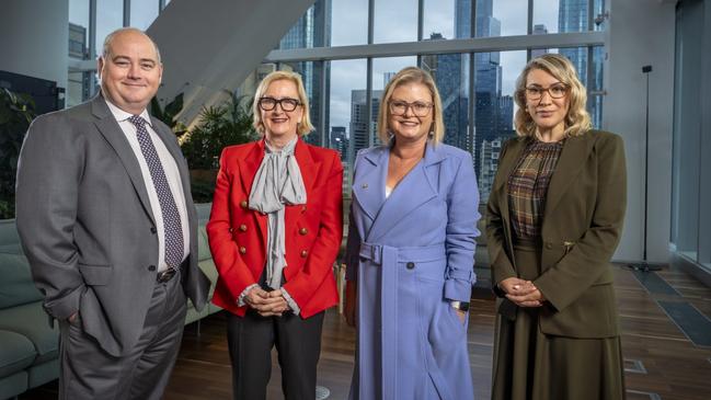 New NAB chief Andrew Irvine with Cathryn Carver, Rachel Slade and Ana Marinkovic. Picture: Eamon Gallagher