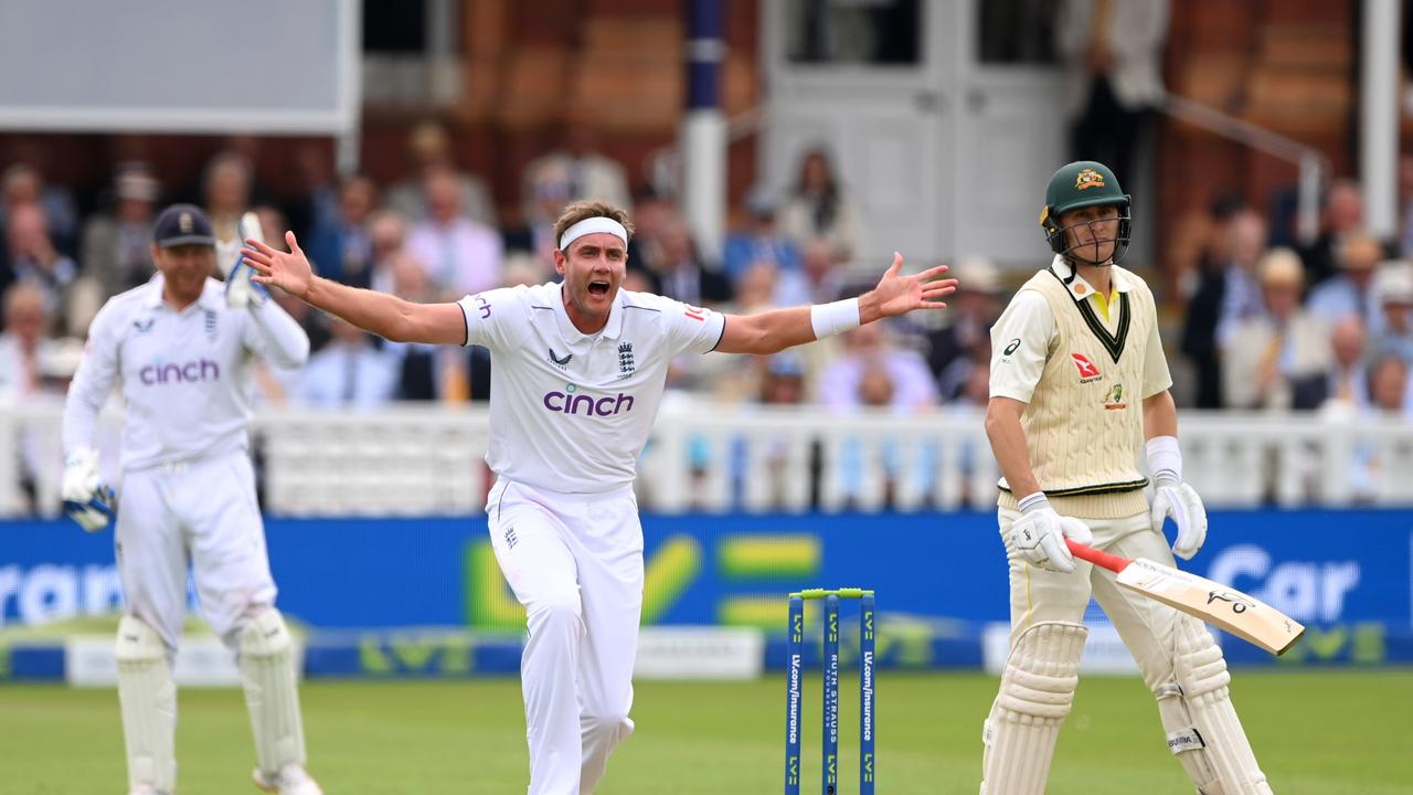 Stuart Broad appeals in vain for the wicket of Marcus Labuschagne. Picture: Getty