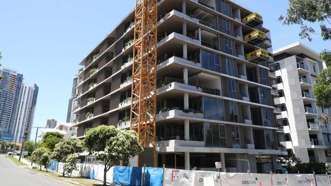 There was no construction under way on Descon’s overdue Waverley St development in Southport this week. Picture: Glenn Hampson