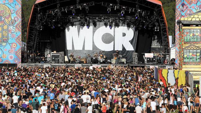 MCR set at the Big Day Out 2012 on the Gold Coast not long before they split. Picture: News Corp Australia.