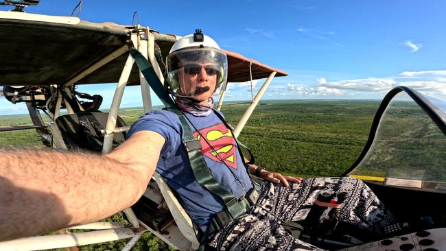 Mark Christie flying over Humpty Doo on Christmas Day 2024. Picture: Pilotographer