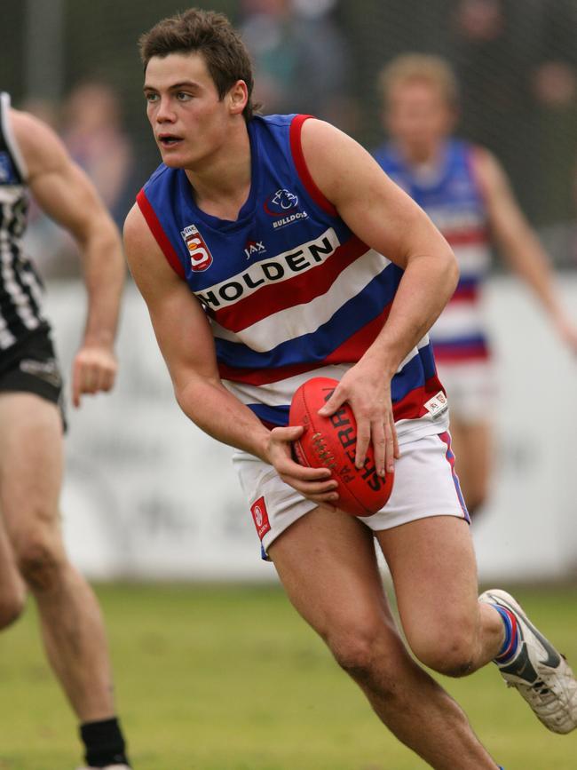 Nathan Grima in action for Central District at Alberton Oval in 2007. Picture: Stephen Laffer