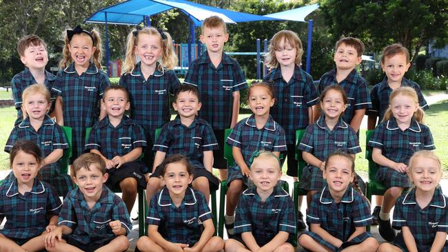 My First Year: Mudgeeraba Creek State School Prep A. Front row: Cleo, Miller, Ari, Sophie, Jolie, Eloise. Middle row: Ellody, Kyson, Max, Aaliya, Zariah, Maggie. Back row: Archer, Kya, Scarlett, Wilder, Riley, Levi, Hunter. Picture Glenn Hampson. ,