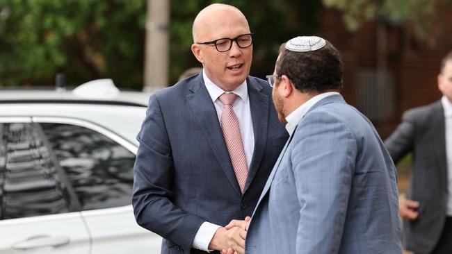 Peter Dutton meets with Rabbinical Council of NSW at the Mizrachi Synagogue in Bondi in late 2023. Picture: Richard Dobson