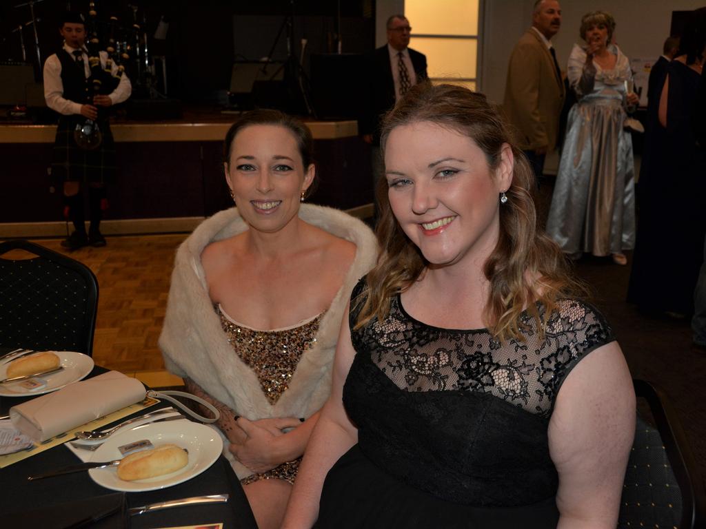 Ashleigh (L) and Vanessa (R) dazzling at Warwick's Coppers Ball charity event on Saturday night.