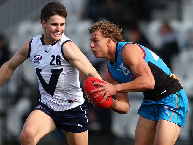 MELBOURNE, AUSTRALIA - JULY 09: Jed Walter of the Allies in action during the 2023 AFL National Championships match between Vic Country and the Allies at RSEA Park on July 09, 2023 in Melbourne, Australia. (Photo by Graham Denholm/AFL Photos via Getty Images)