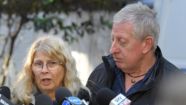 Faye and Mark Leveson today fronted the media from what is believed to be their son’s burial site.