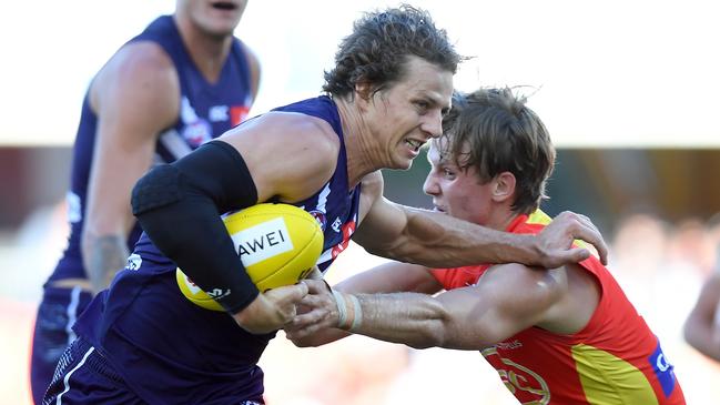 Nat Fyfe is one of the most skilled players in the game, but more valuable than Jeremy McGovern? Not in Dermott Brereton’s book. Picture: AFL Photos/Getty Images