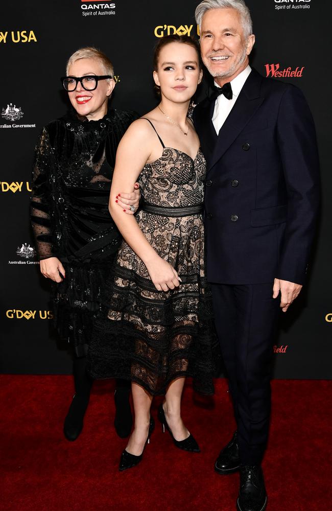 Catherine Martin (L) seen here with her daughter Lillian Luhrmann and husband Baz Luhrmann was honoured with a lifetime achievement award.