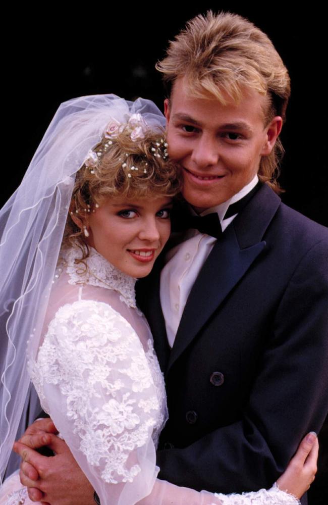 Neighbours Scott (Jason Donovan) and Charlene (Kylie Minogue’s) wedding in 1987. Picture: Supplied