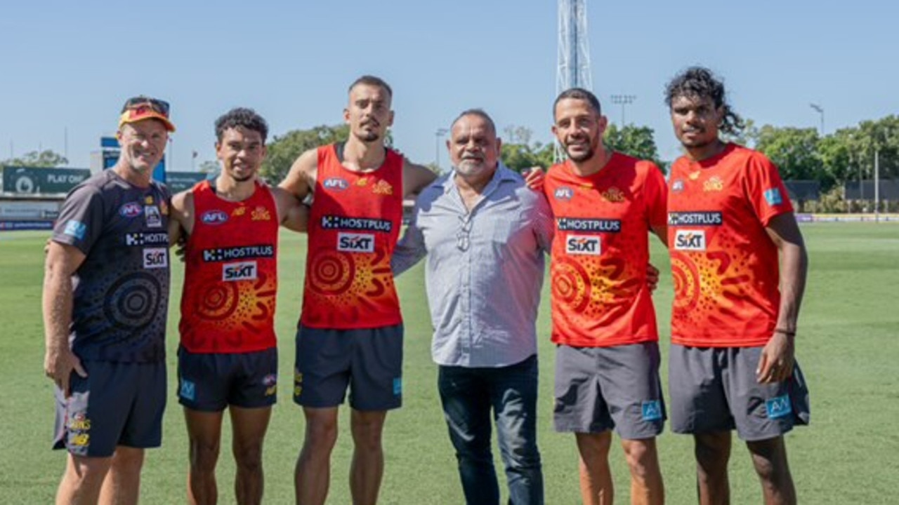 Damien Hardwick, Malcolm Rosas, Joel Jeffrey, Michael Long, Ben Long and Lloyd Johnson ahead of the Gold Coast Suns match against North Melbourne. Picture: Michael Cotellessa/GC SUNS