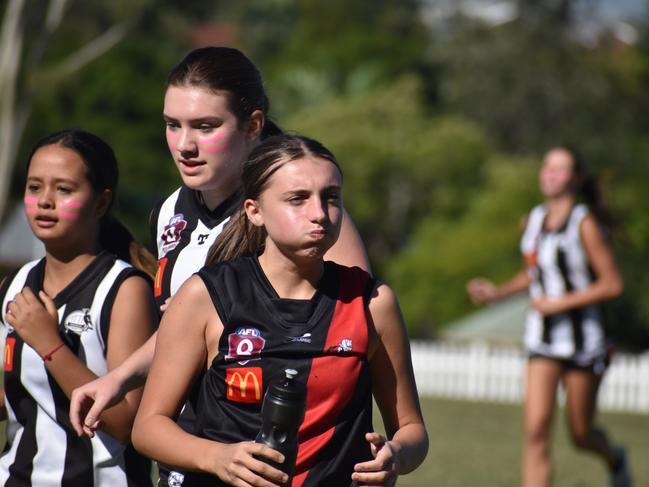 Under-17 Girls division 1 action between the Yeronga Devils and Sherwood Magpies. Sunday April 30, 2023. Picture: Nick Tucker